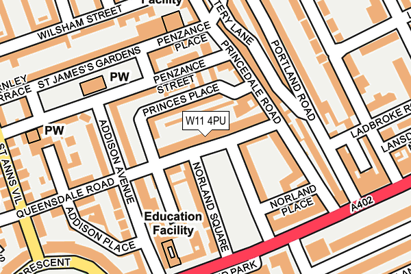 W11 4PU map - OS OpenMap – Local (Ordnance Survey)