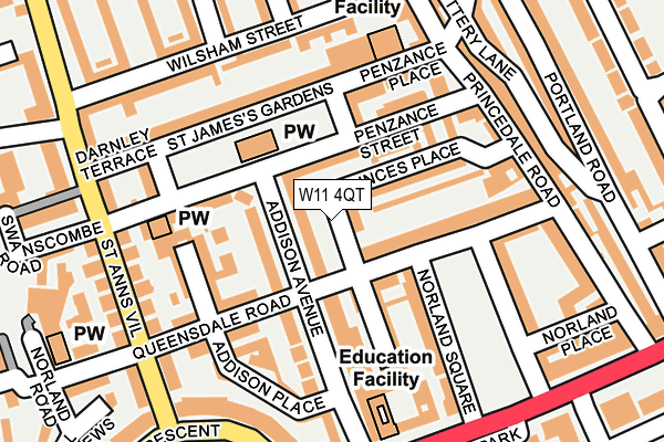 W11 4QT map - OS OpenMap – Local (Ordnance Survey)