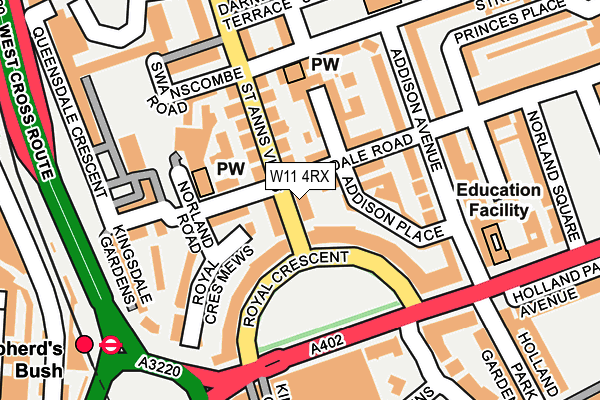 W11 4RX map - OS OpenMap – Local (Ordnance Survey)