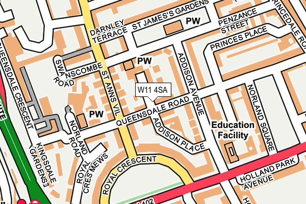 W11 4SA map - OS OpenMap – Local (Ordnance Survey)