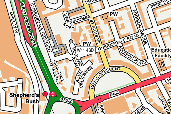 W11 4SD map - OS OpenMap – Local (Ordnance Survey)