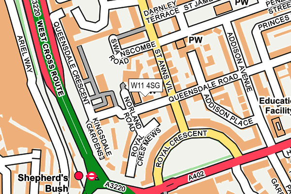 W11 4SG map - OS OpenMap – Local (Ordnance Survey)