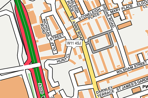 W11 4SJ map - OS OpenMap – Local (Ordnance Survey)