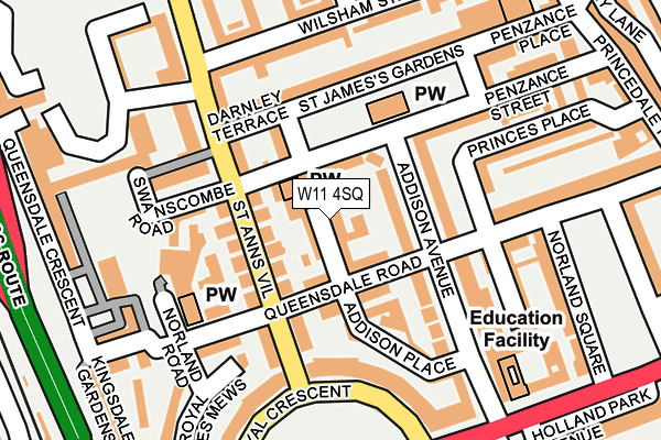 W11 4SQ map - OS OpenMap – Local (Ordnance Survey)
