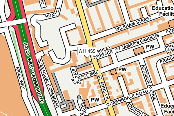 W11 4SS map - OS OpenMap – Local (Ordnance Survey)