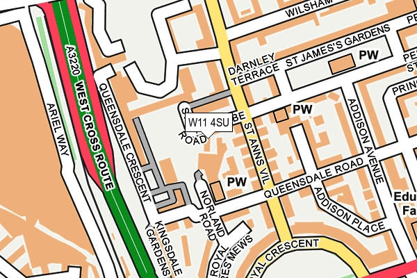 W11 4SU map - OS OpenMap – Local (Ordnance Survey)