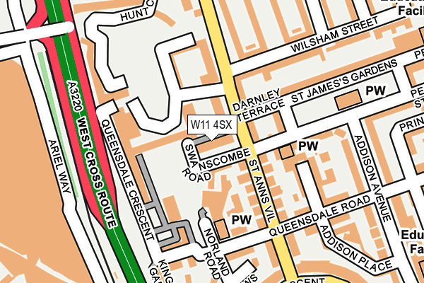 W11 4SX map - OS OpenMap – Local (Ordnance Survey)