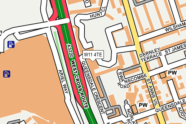 W11 4TE map - OS OpenMap – Local (Ordnance Survey)