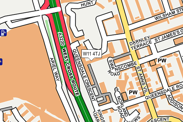 W11 4TJ map - OS OpenMap – Local (Ordnance Survey)