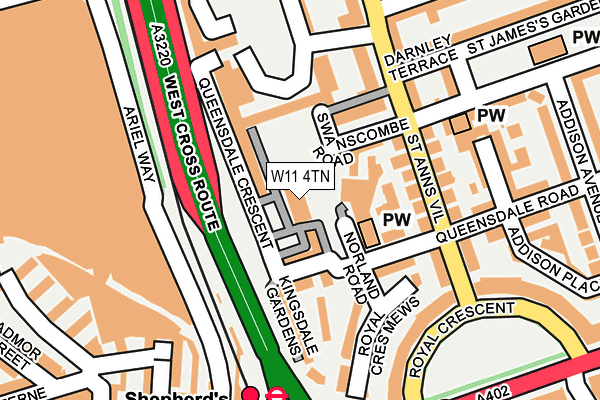 W11 4TN map - OS OpenMap – Local (Ordnance Survey)