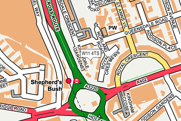 W11 4TS map - OS OpenMap – Local (Ordnance Survey)