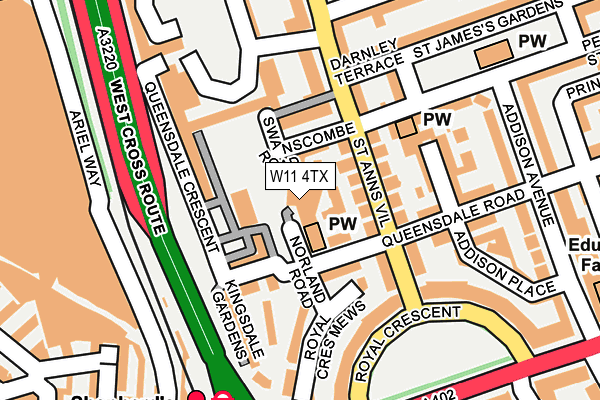 W11 4TX map - OS OpenMap – Local (Ordnance Survey)