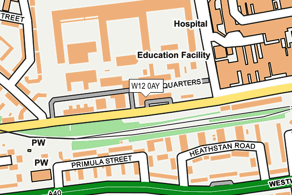 W12 0AY map - OS OpenMap – Local (Ordnance Survey)
