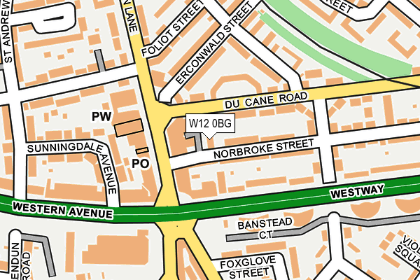 W12 0BG map - OS OpenMap – Local (Ordnance Survey)