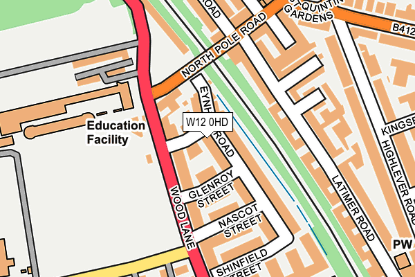 W12 0HD map - OS OpenMap – Local (Ordnance Survey)