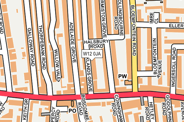 W12 0JA map - OS OpenMap – Local (Ordnance Survey)
