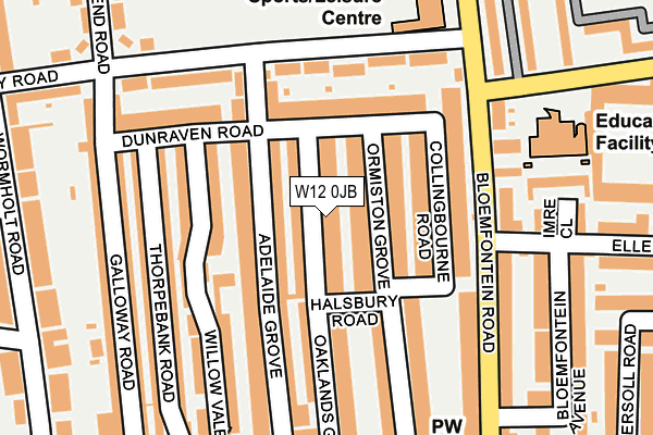 W12 0JB map - OS OpenMap – Local (Ordnance Survey)