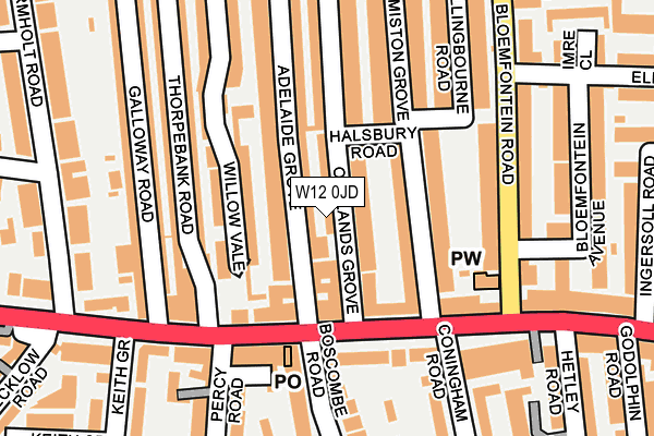 W12 0JD map - OS OpenMap – Local (Ordnance Survey)