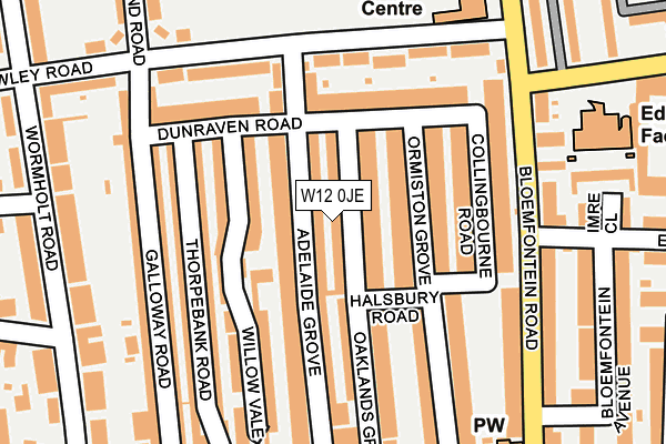 W12 0JE map - OS OpenMap – Local (Ordnance Survey)