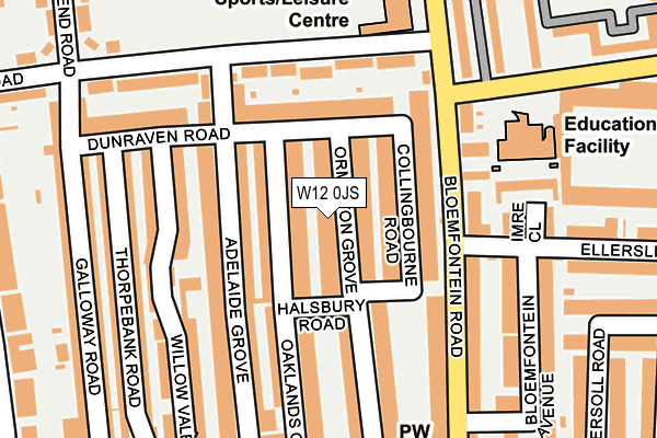 W12 0JS map - OS OpenMap – Local (Ordnance Survey)