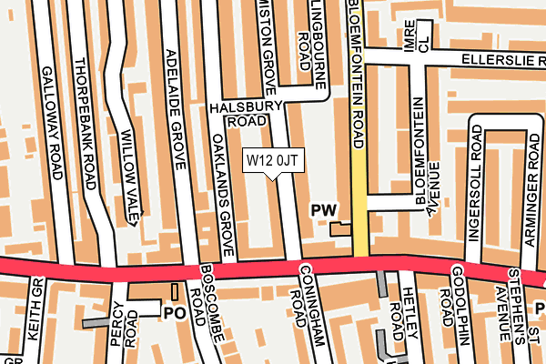 W12 0JT map - OS OpenMap – Local (Ordnance Survey)