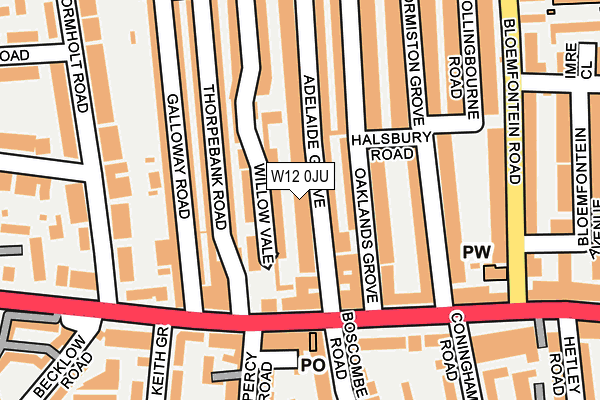 W12 0JU map - OS OpenMap – Local (Ordnance Survey)