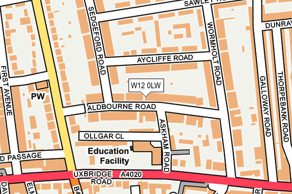 W12 0LW map - OS OpenMap – Local (Ordnance Survey)