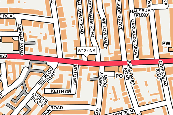 W12 0NS map - OS OpenMap – Local (Ordnance Survey)