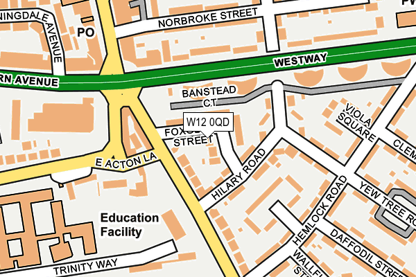 W12 0QD map - OS OpenMap – Local (Ordnance Survey)