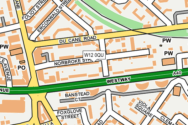 W12 0QU map - OS OpenMap – Local (Ordnance Survey)