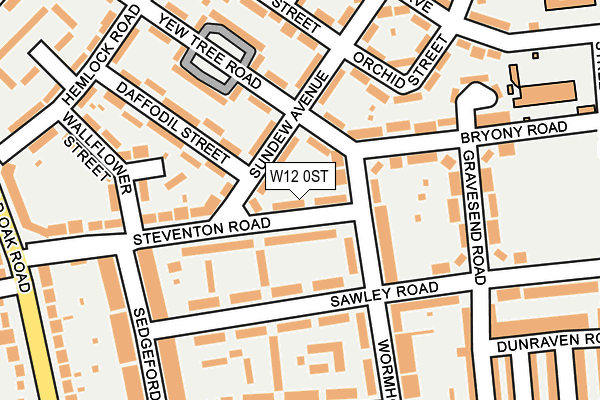 W12 0ST map - OS OpenMap – Local (Ordnance Survey)