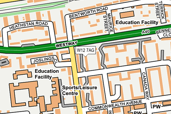 W12 7AG map - OS OpenMap – Local (Ordnance Survey)