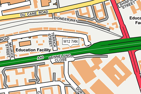 W12 7AN map - OS OpenMap – Local (Ordnance Survey)