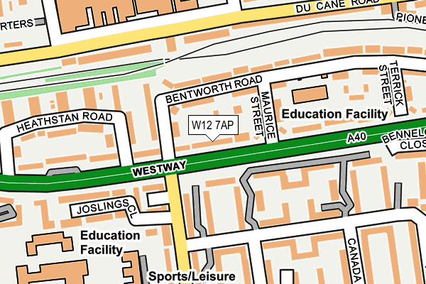 W12 7AP map - OS OpenMap – Local (Ordnance Survey)