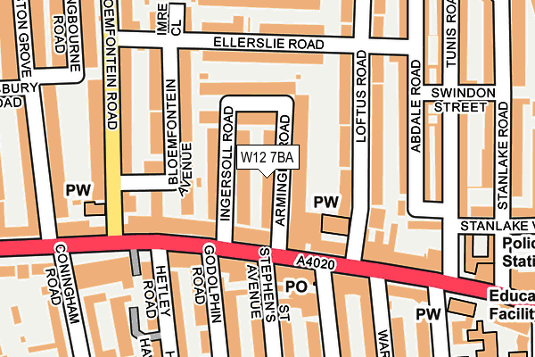 W12 7BA map - OS OpenMap – Local (Ordnance Survey)