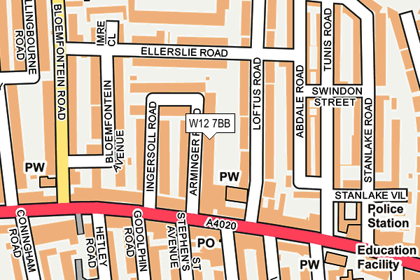 W12 7BB map - OS OpenMap – Local (Ordnance Survey)