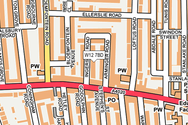 W12 7BD map - OS OpenMap – Local (Ordnance Survey)