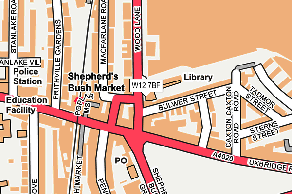 W12 7BF map - OS OpenMap – Local (Ordnance Survey)