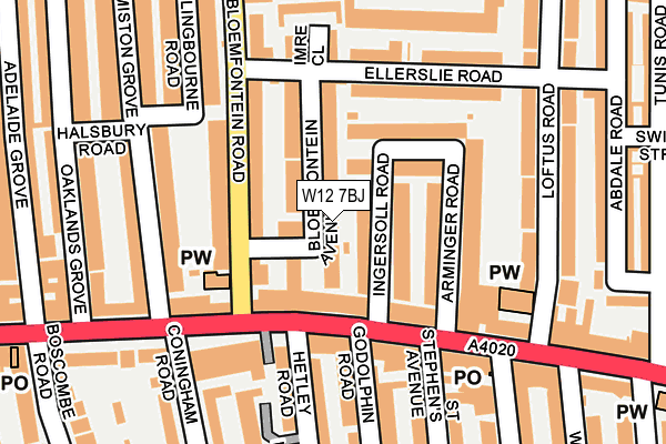 W12 7BJ map - OS OpenMap – Local (Ordnance Survey)