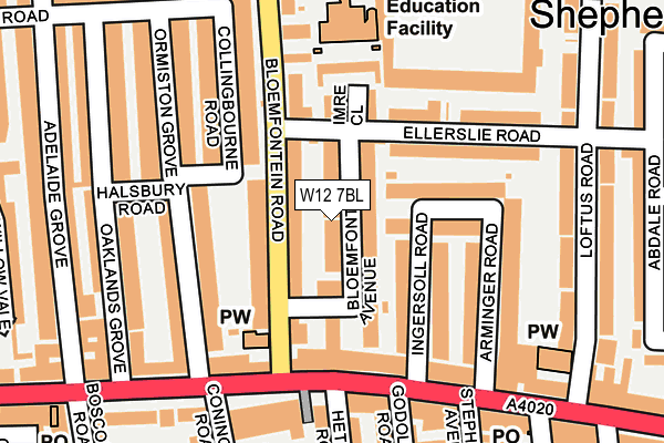 W12 7BL map - OS OpenMap – Local (Ordnance Survey)