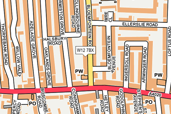 W12 7BX map - OS OpenMap – Local (Ordnance Survey)