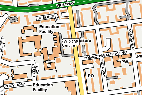 W12 7DB map - OS OpenMap – Local (Ordnance Survey)