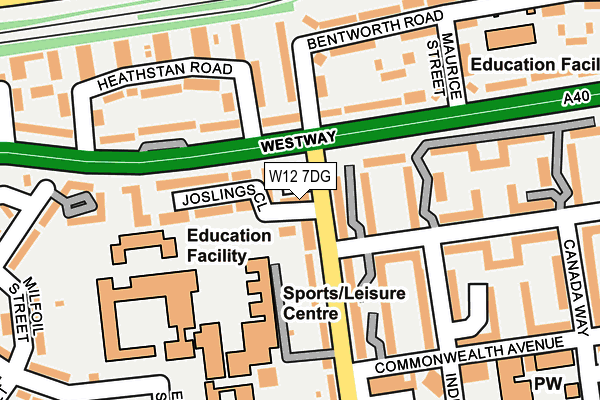 W12 7DG map - OS OpenMap – Local (Ordnance Survey)