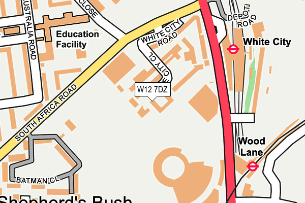 W12 7DZ map - OS OpenMap – Local (Ordnance Survey)