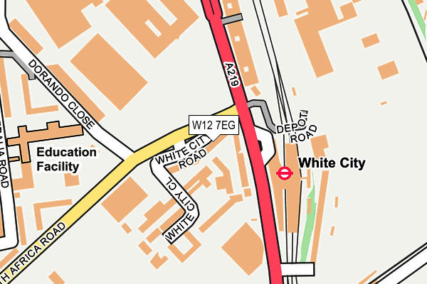 W12 7EG map - OS OpenMap – Local (Ordnance Survey)