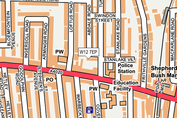 W12 7EP map - OS OpenMap – Local (Ordnance Survey)