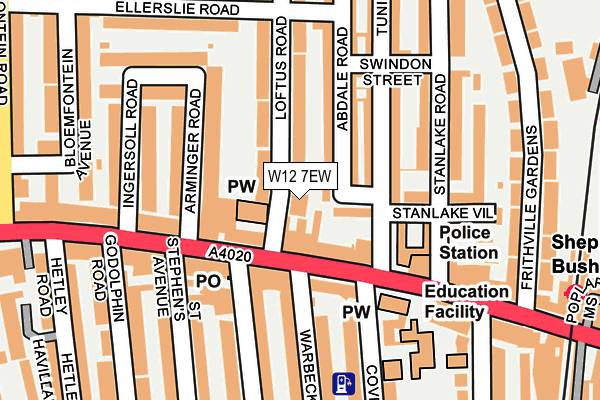 W12 7EW map - OS OpenMap – Local (Ordnance Survey)