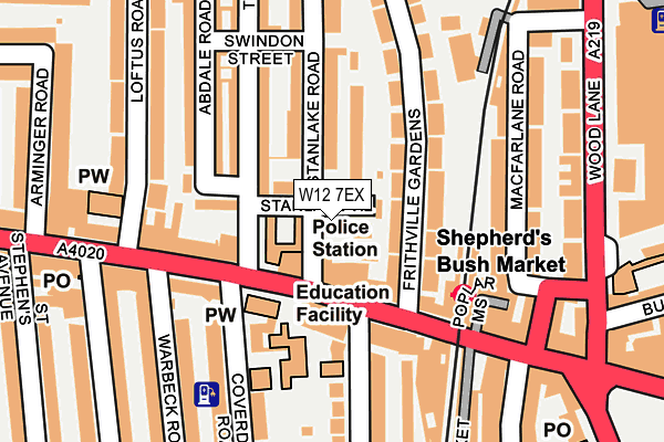 W12 7EX map - OS OpenMap – Local (Ordnance Survey)
