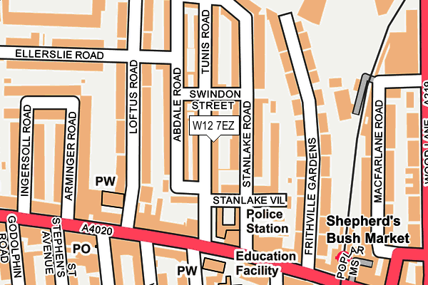 W12 7EZ map - OS OpenMap – Local (Ordnance Survey)