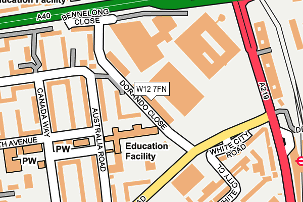 W12 7FN map - OS OpenMap – Local (Ordnance Survey)